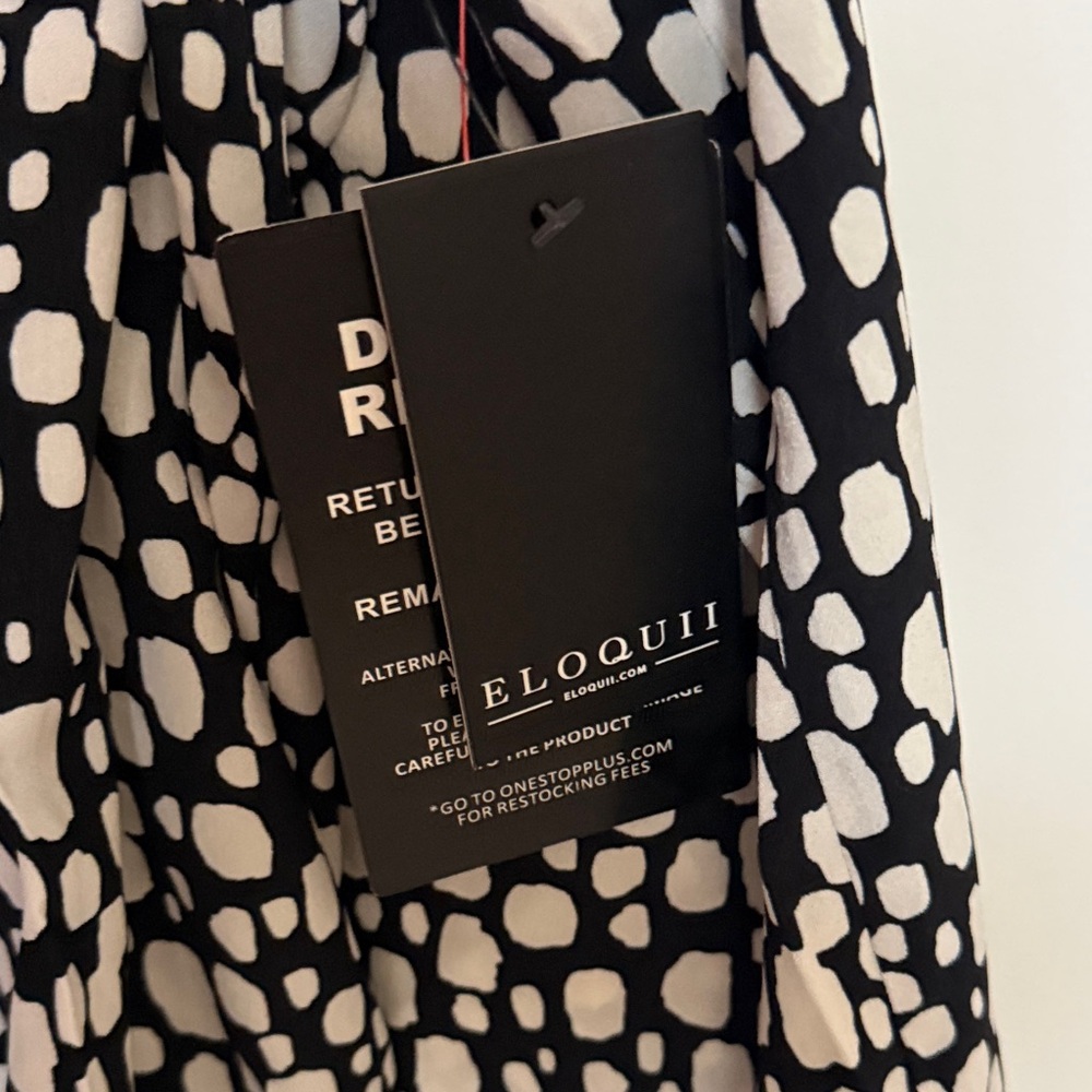 Eloquii Dotted Tie Neck Button-Up Shirt - Picture 2 of 2